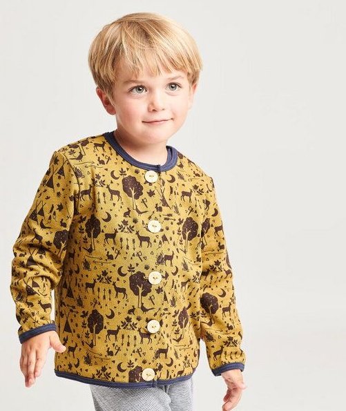 Cheeky Apple Gefüttertes Jäckchen aus Bio-Baumwolle "Tipi Tält" Khaki/Weiß-Navy Ringel