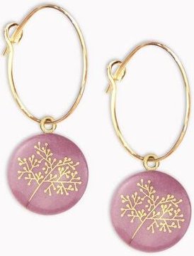 lille mus Creolen mit Porzellan-Anhänger 'Bäumchen' Porzellanschmuck