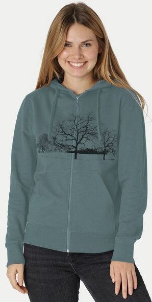 Peaces.bio - handbedruckte Biomode Zip-Hoodie Landscape Damen