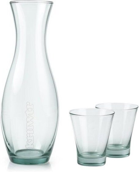 Good To Give Wasserkaraffe aus recyceltem Glas mit 2 Gläsern – Spülmaschinengeeignet – Nachhaltig – KRNWTR