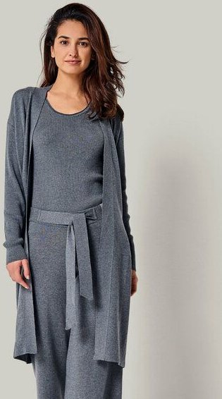 YOU LOOK PERFECT 100% Merino langer Cardigan mit Taschen "Blossom"