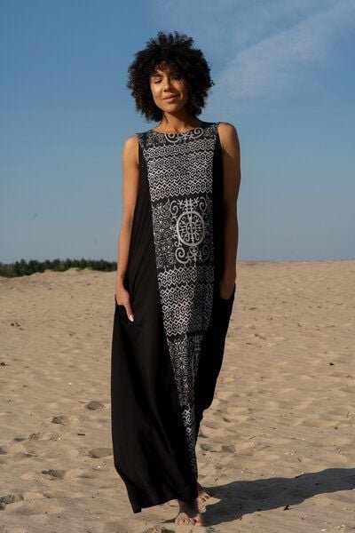 Thumbnail - Maxikleid Desert – sommerlich & luftig Kleid – weiter A-Linien-Schnitt mit Print – Fair in EU produziert – KOKOworld