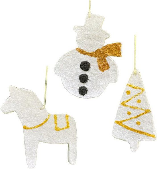 Sundara 3er-Set Scandi-Weihnachtsanhänger – fair trade