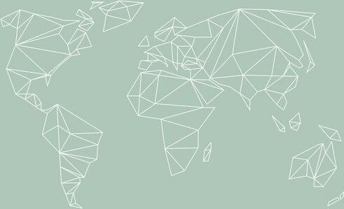 Photocircle Poster / Leinwandbild - Weltkarte - geometrical WORLD map - pastel sage green