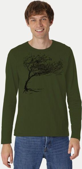 Peaces.bio - handbedruckte Biomode Bio-Herren-Langarmshirt "Windy Tree"