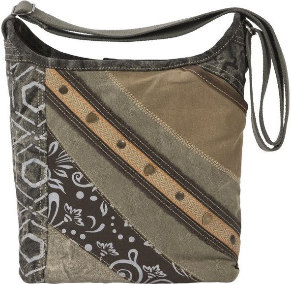 Sunsa Damen Umhängetasche. Canvas Hobo Tasche in Patchwork Design