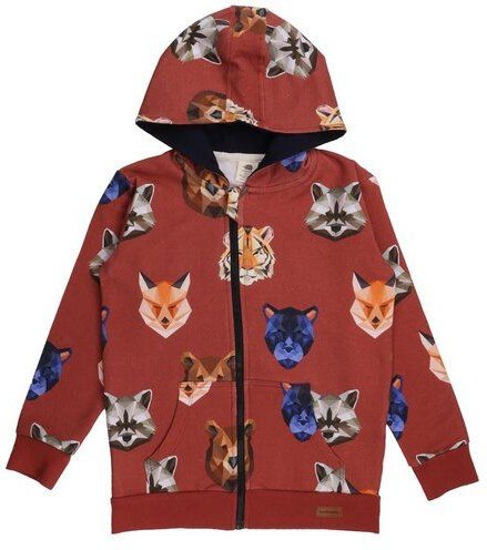 Kapuzenjacke für Baby/Kleinkind, Bio-Baumwolle, Reflection Animals Rot, Walkiddy