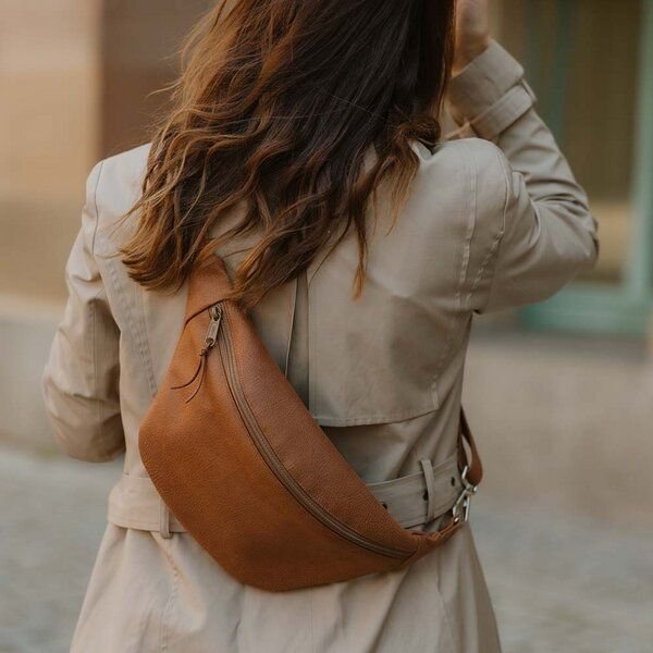 BOWLEANIES TASCHEN Große XXL Gürteltasche aus Lederfaserstoff