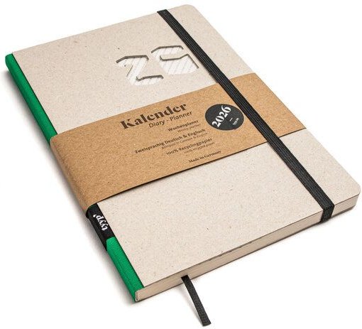 tyyp Designkalender 2026 A5 – aus 100 % Recyclingpapier, naturgraues Cover, vegan & handmade