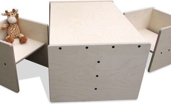 Die Schreiner Christoph Siegel 1 Wendetisch & 2 Wendehocker - Set -MAXI-2mount"" - naturbelassen