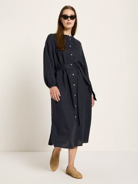 LANIUS Midikleid (GOTS) aus Bio-Leinen