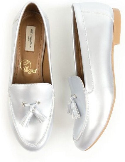 Will's Vegan Shop Tassle Loafer Silber Damen