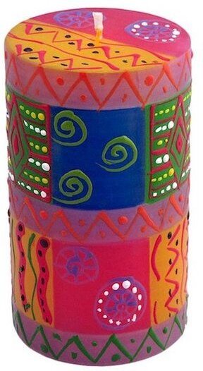 Bunte Kerzen - SHAHIDA - M/L - Handbemalte Stumpenkerzen - nobunto Südafrika