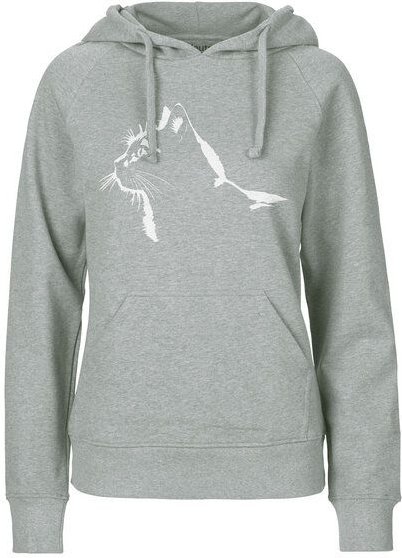 HANDGEDRUCKT "Stubentiger" Frauen Hoody aus reiner Biobaumwolle (kbA)