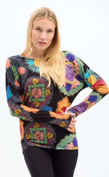 Bluse Be My Valentine Harmony – Enganliegende Passform – mit langen Ärmeln – arbenfroher KOKOworld-Print – mit Daumenloc...