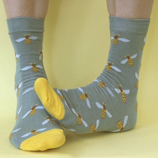 Fräulein Prusselise Biene Socke blau gelb bunt