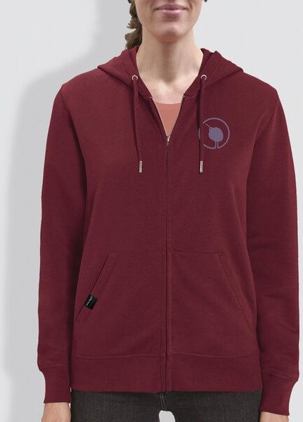 Damen Hoodie, "little kiwi", Burgundy, Bright Blue