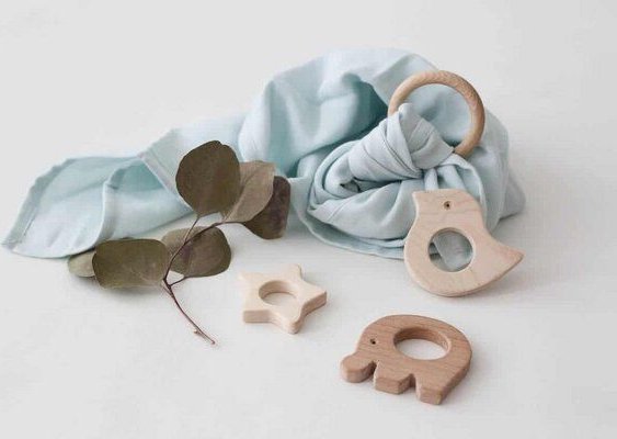 Schnuffeltuch Musselin Holz *Greifling* 10 Farben | Bio Baumwolle | NoniKids Berlin