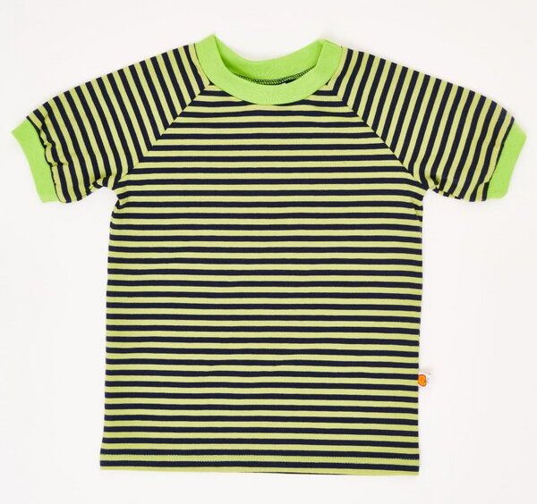 Cheeky Apple Buben Kurzarm T-Shirt aus Bio-Baumwolle "Lime-Petrol Ringel"