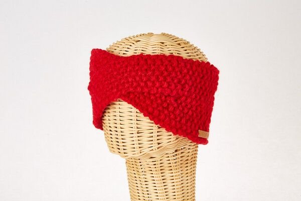 short'n'pietz Schurwollstirnband crisscross mit Knotenmuster, handgestrickt