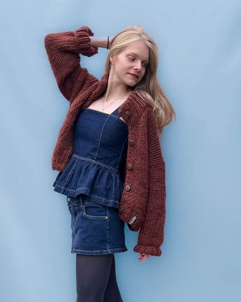 PANAPUFA Chunky Strickjacke aus Merinowolle