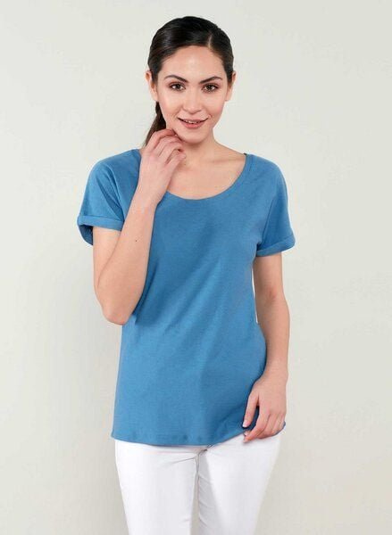 ORGANICATION Jersey Jacquard Top mit Bindeband im Nacken