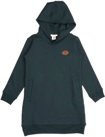 Kapuzenkleid aus GOTS-zertifizierter Bio-Baumwolle in Dunkelgrün – Walkiddy