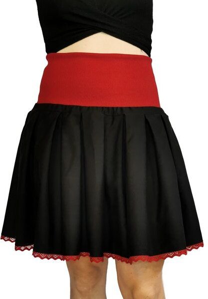 liebewicht Rock Faltenrock schwarz rot aus Biobaumwolle für Damen