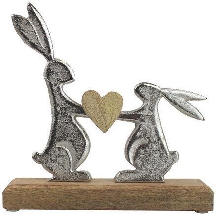 Thumbnail - Mitienda Shop Handgemachte Osterhasen aus Holz 2 Hasen mit Herz