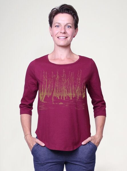 Peaces.bio - handbedruckte Biomode Dreiviertelarm-Shirt Woodland