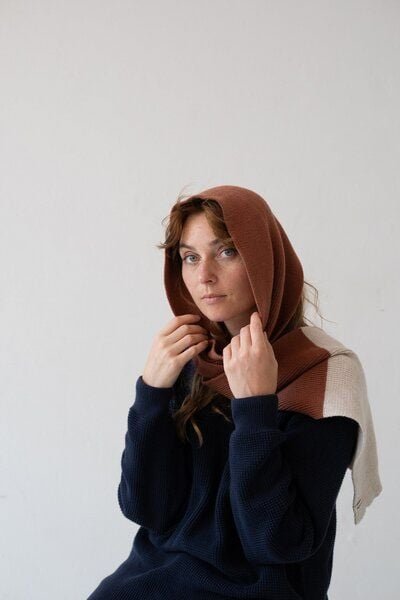 TIRALAHILACHA Tayo chunky wool scarf in three-tone