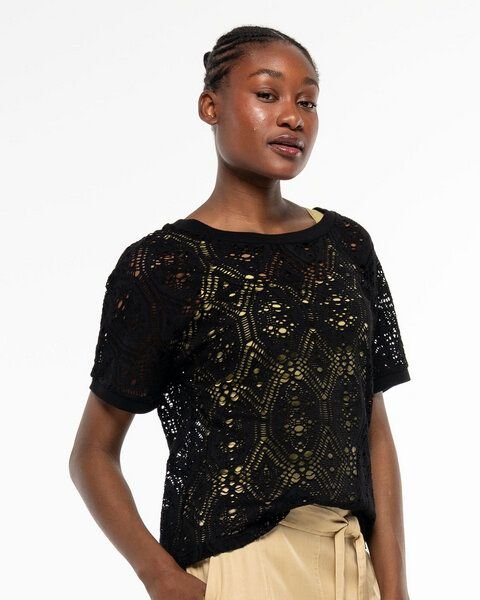 Alma & Lovis Edles Spitzenshirt aus Bio-Baumwolle mit Elasthan | Lace Shirt