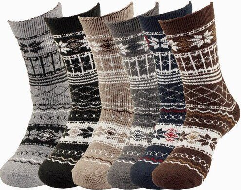 Bruno Barella Winter Thermo Socken aus Alpakawolle mit Entspannungsmotiv im 6er-Pack