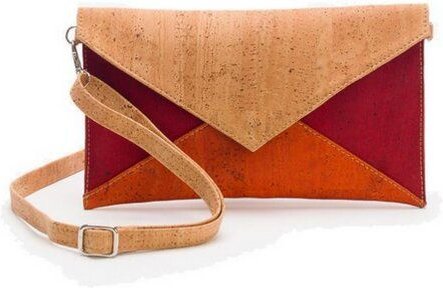 Kork-Deko Moderne kleine Pochette (Clutch) mit Gurt, rot / beige