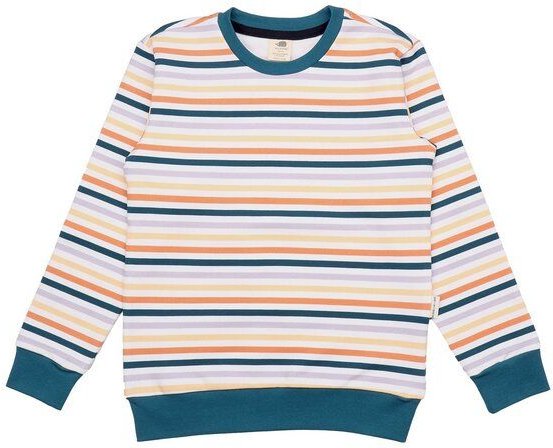 Kinder Sweatshirt GOTS-zertifiziert aus Bio-Baumwolle, bunt gestreift, weiche Rippbündchen – Walkiddy, gemütlicher Allta...