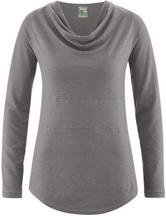 HempAge Damen Langarmshirt mit Wasserfallkragen Hanf/Biobaumwolle