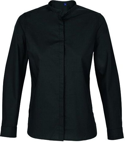 NEOBLU Damen Bluse Langarm Business verdeckte Knopfleiste Mandarinkragen