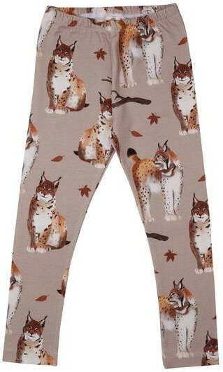 Kleinkinder Leggings GOTS zertifiziert, beige, „Royal Lynxes“ Allover, Bio-Baumwolle, weich – Walkiddy