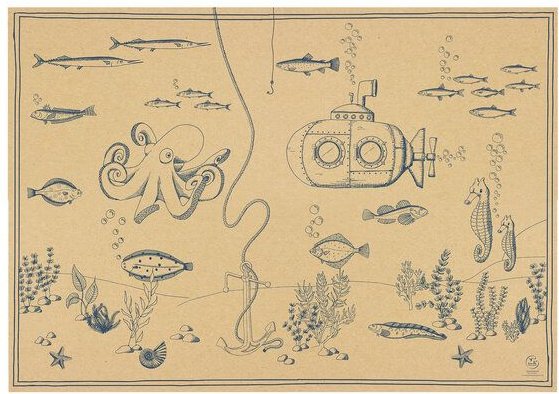 Bow & Hummingbird Geschenkpapier/Poster Unterwasserwelt