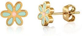 Türkise Flower Power Blumen Ohrstecker in 8mm x 7mm von Elektropulli