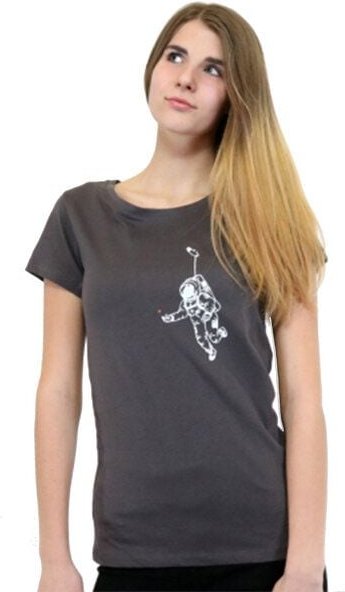 Spangeltangel Damen T-Shirt „Kosmonaut“ grau, für Frauen, Galaxie, Astronaut, Weltall