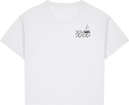 ilovemixtapes Small Waves Relaxed Fit Damen T-Shirt aus Modal - White