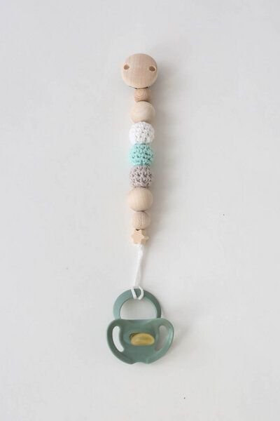 NoniKids Berlin Schnullerkette Holz *Sternchen* 10 Farben I Bio Baumwollgarn I NoniKids