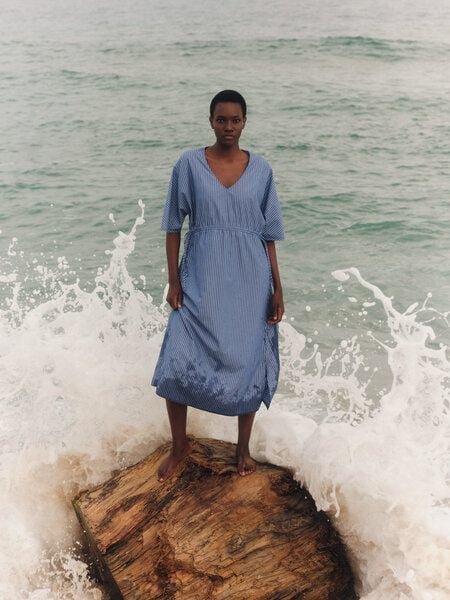 LANIUS Streifenkleid (GOTS) aus Bio-Baumwolle