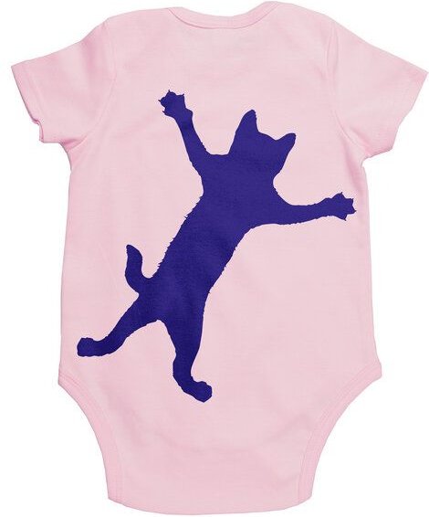 HANDGEDRUCKT "Klammerkatze" Baby Body