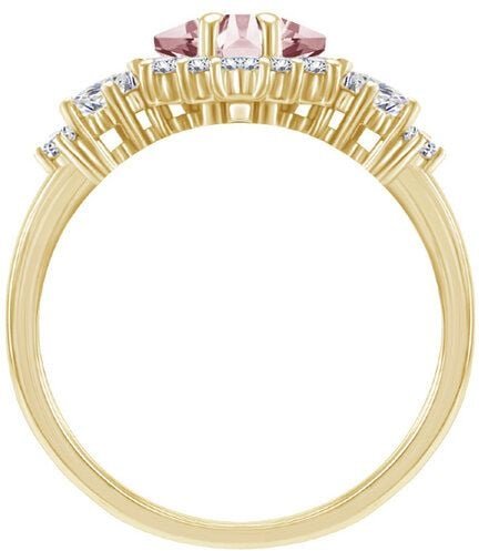 Eppi Goldener Ring mit Princess Morganit und Moissaniten Medrie