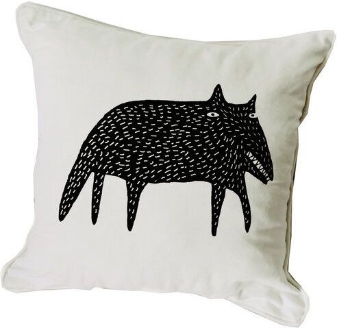 Cherry Bomb Bio Kissenbezug, 45x45 cm, Wolf, Siebdruck handbedruckt