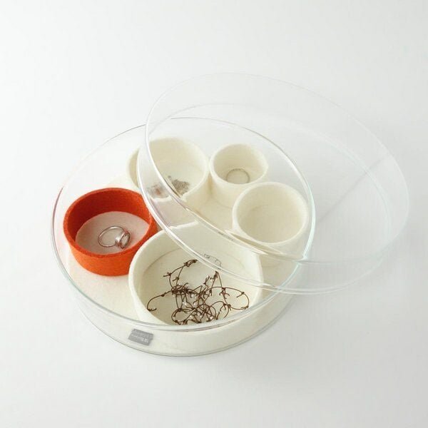 matilda k. manufaktur Schmuckaufbewahrung Schmuckschale 'luise' aus Glas mit Einsätzen aus Wollfilz