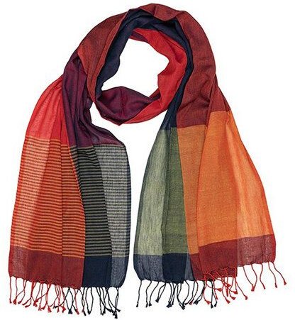 CONTIGO Fairtrade Großzügiger, leichter Fairtrade Schal "HANDWEAVE" aus Biobaumwolle, 200 x 75 cm