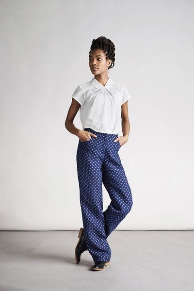 Skrabak Leinenhose Blaudruck